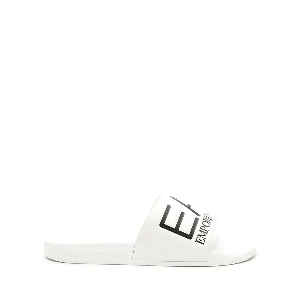NEW EA7 Emporio Armani Logo Embossed Slide Sandals White Black Mens Size 11